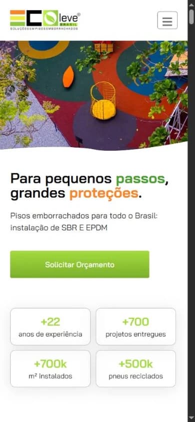 Site de Ecoleve Brasil na tela de um celular