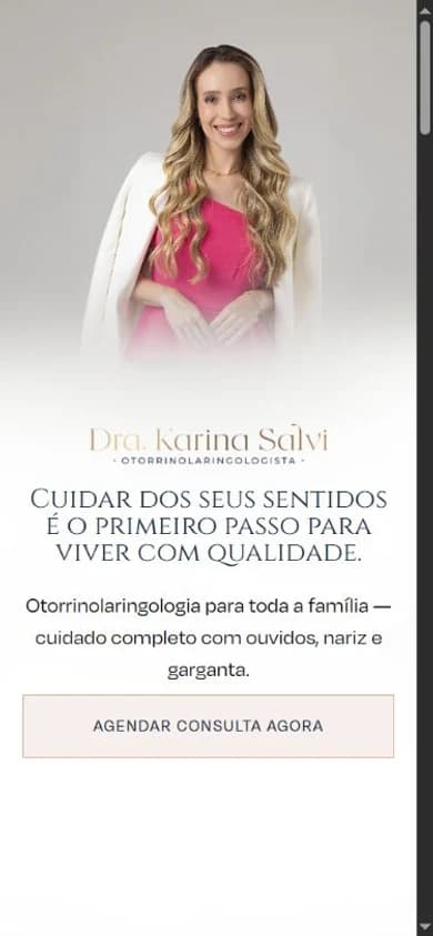 Site de Dra. Karina Salvi na tela de um celular